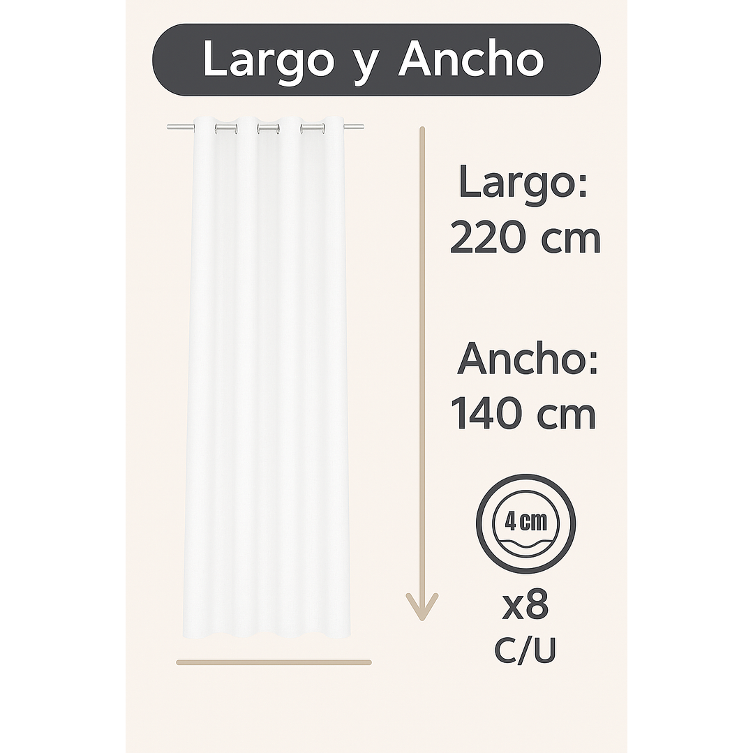 Cortina Blackout Tela Tipo Lino Gruesa 140x225 – 1 Paño Blanco 3