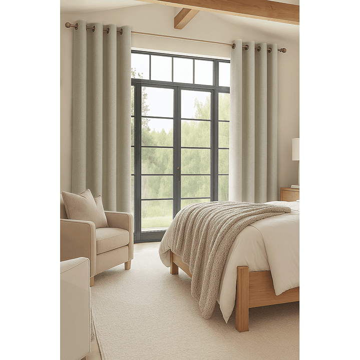 Cortina Blackout Tela Tipo Lino Gruesa 140x225 – 1 Paño Beige 5