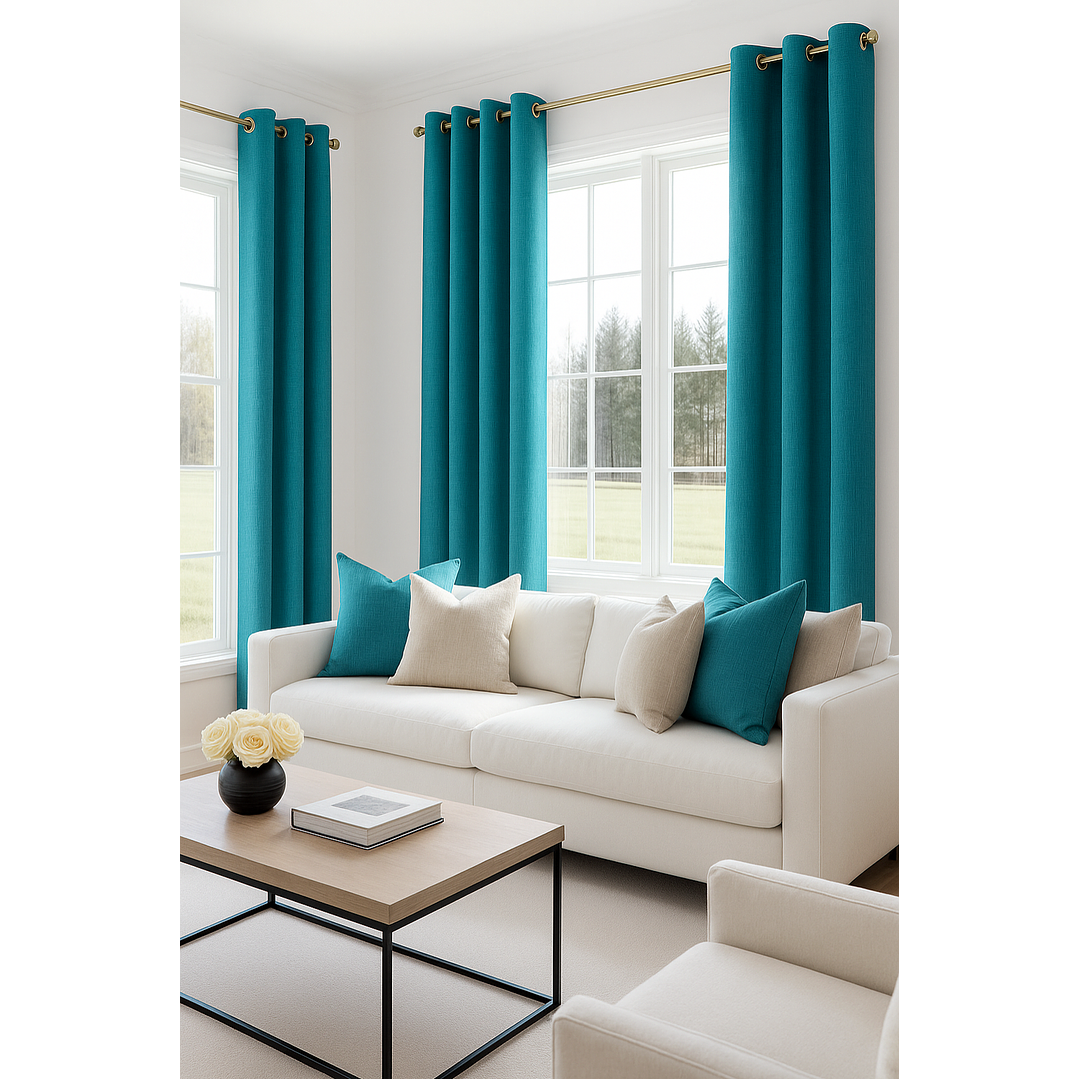 Cortina Blackout Tela Tipo Lino Gruesa 140x225 – 1 Paño Turquesa 5