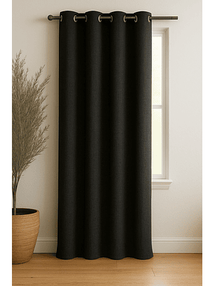 Cortina Blackout Tela Tipo Lino Gruesa 140x225 – 1 Paño Negro