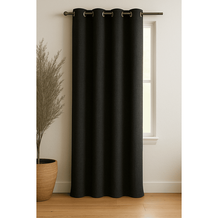 Cortina Blackout Tela Tipo Lino Gruesa 140x225 – 1 Paño Negro 1