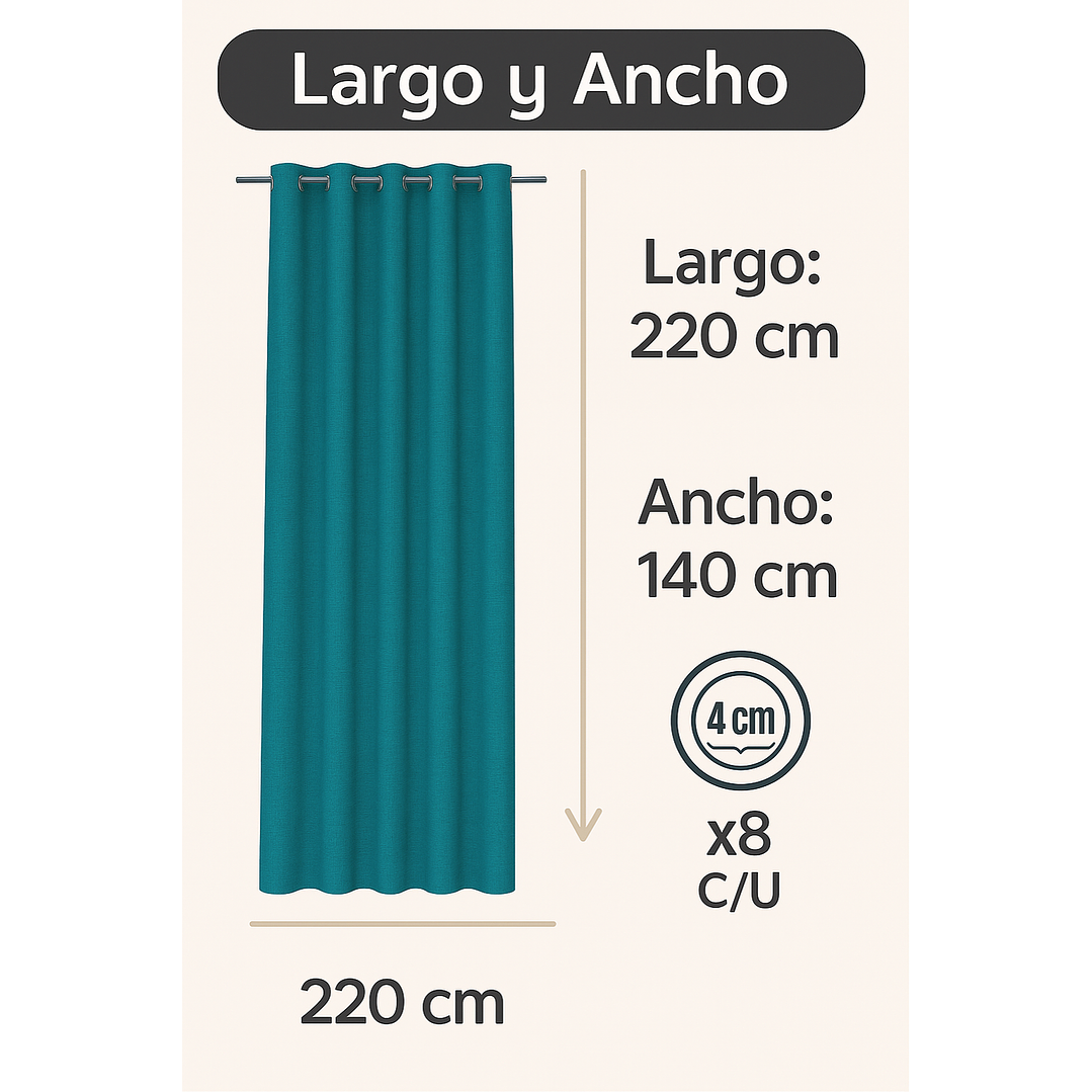 Cortina Blackout Tela Tipo Lino Gruesa 140x225 – Pack  2 Paños Turquesa 3