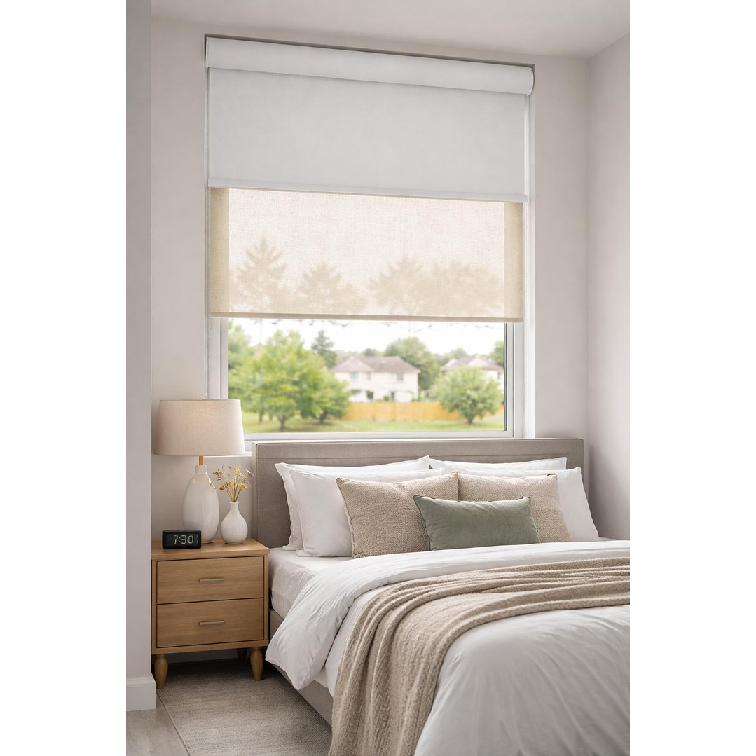 Cortina Roller Doble Blackout / Sunscreen Color Crudo 9