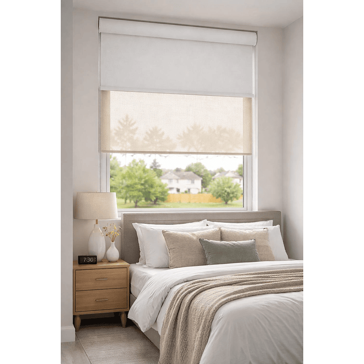 Cortina Roller Doble Blackout / Sunscreen Color Crudo 9