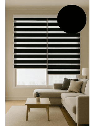 Cortina Roller Duo Zebra Color Negra 