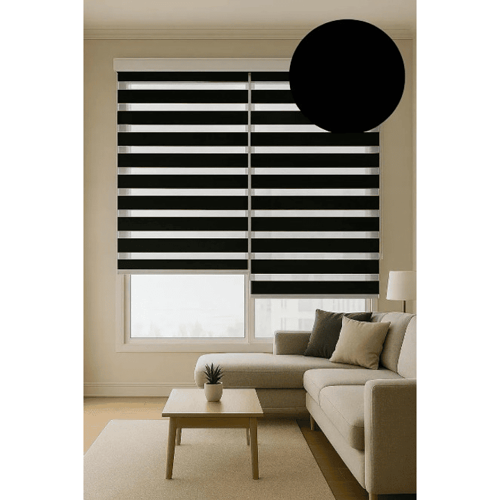 Cortina Roller Duo Zebra Color Negra  1