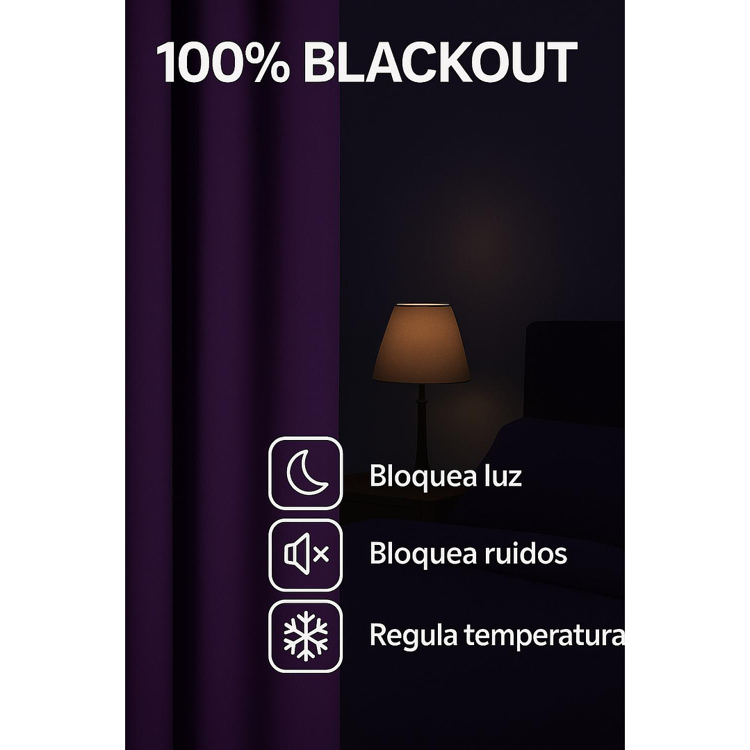 Cortina Tradicional 100% Blackout Morado 6