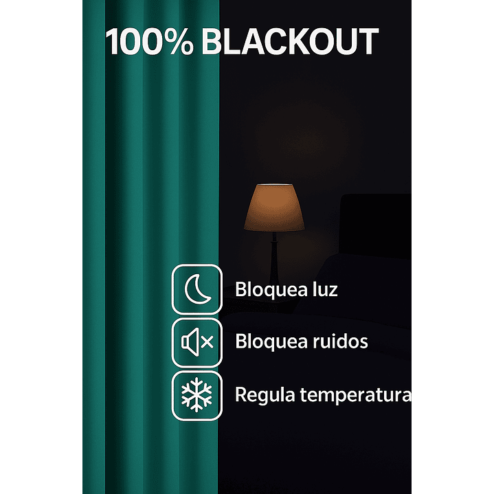 Cortina Tradicional 100% Blackout Turquesa 6