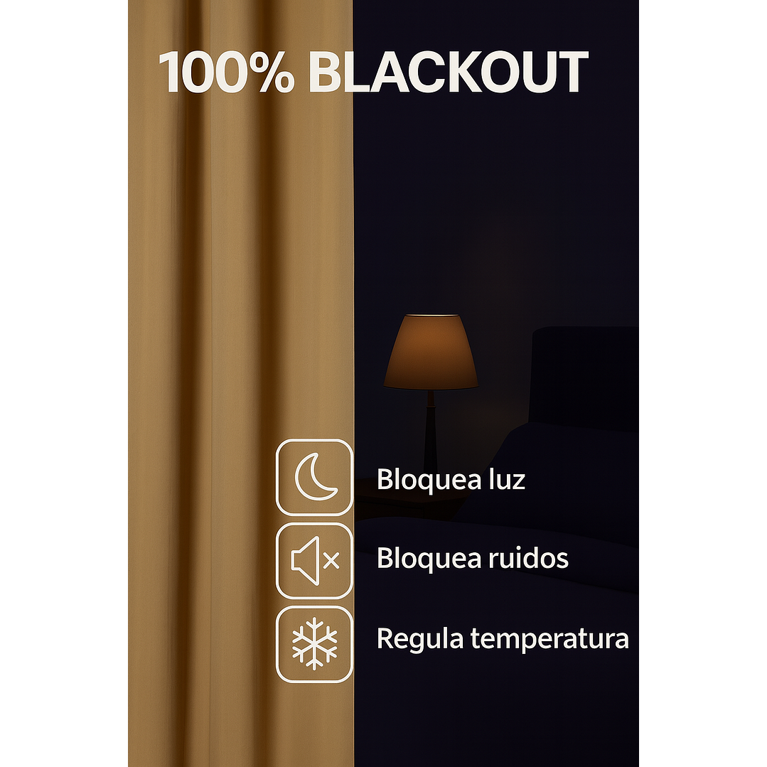Cortina Tradicional 100% Blackout Dorado 6