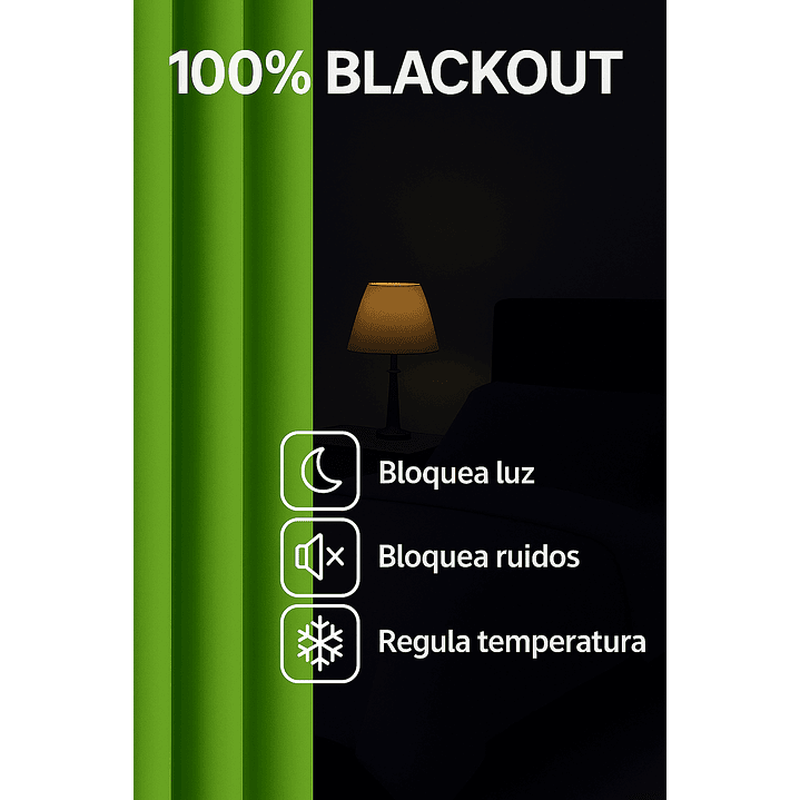Cortina Tradicional 100% Blackout Verde 6