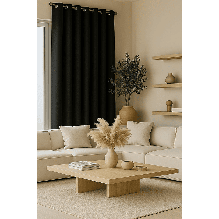 Cortina Tradicional 100% Blackout Negro 1