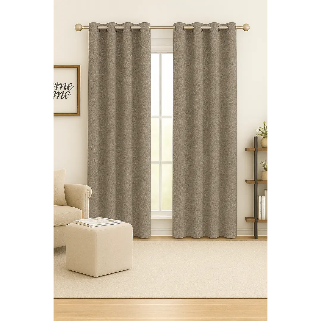 Cortina Blackout Tela Diseño 135x225 – 1 Paño Café Claro 2