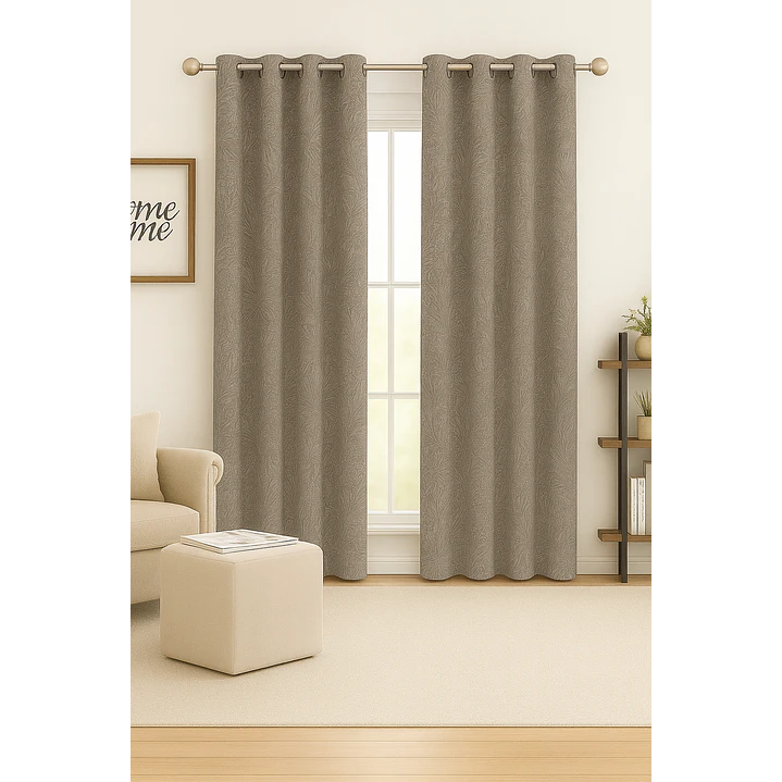 Cortina Blackout Tela Diseño 135x225 – 1 Paño Café Claro 2