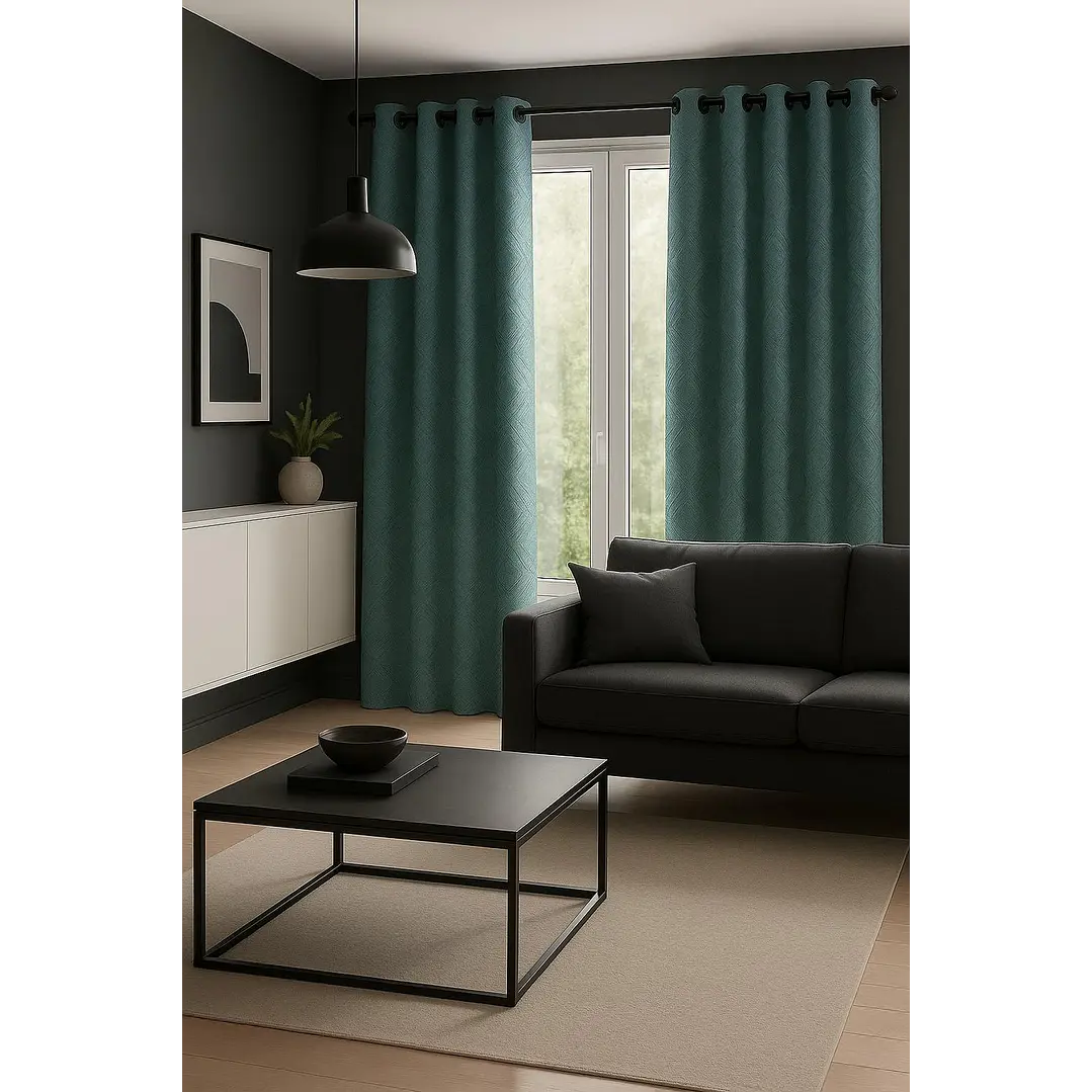 Cortina Blackout Tela Diseño 135x225 – 1 Paño Geometrica Turquesa 5