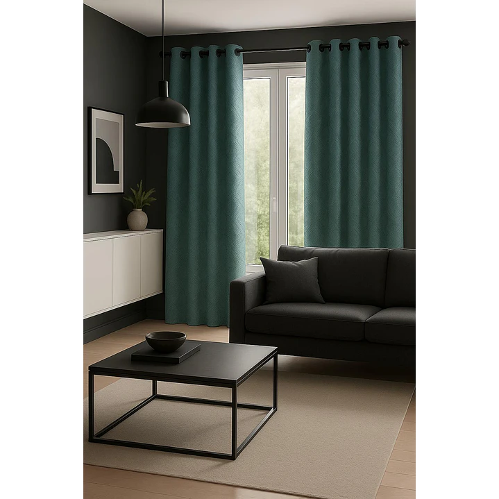 Cortina Blackout Tela Diseño 135x225 – 1 Paño Geometrica Turquesa 5