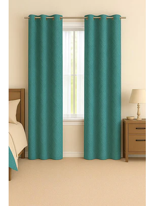 Cortina Blackout Tela Diseño 135x225 – 2 Paños Geometrica Turquesa