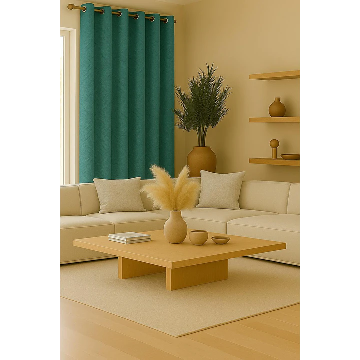 Cortina Blackout Tela Diseño 135x225 – 2 Paños Geometrica Turquesa 2