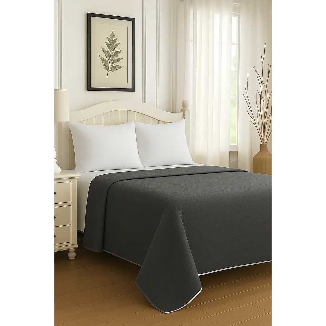 Cubrecama Quilt Reversible Gris 1