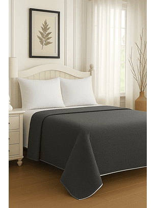 Cubrecama Quilt Reversible Gris