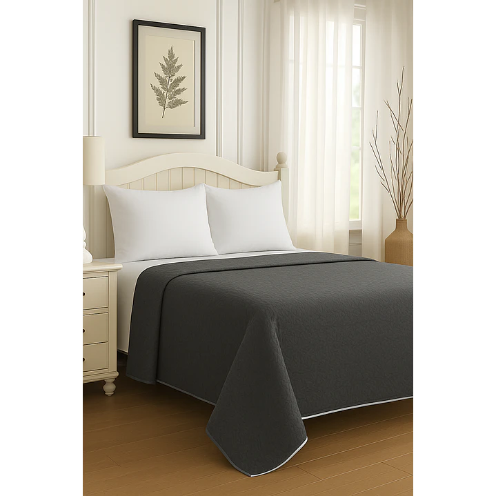 Cubrecama Quilt Reversible Gris 1