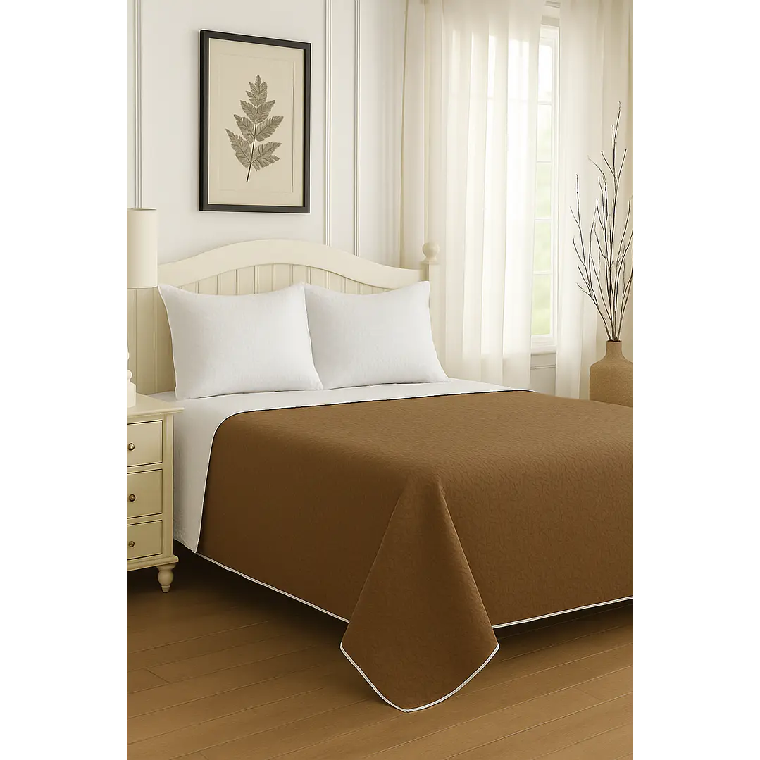 Cubrecama Quilt Reversible Cafe 1