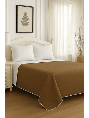 Cubrecama Quilt Reversible Cafe