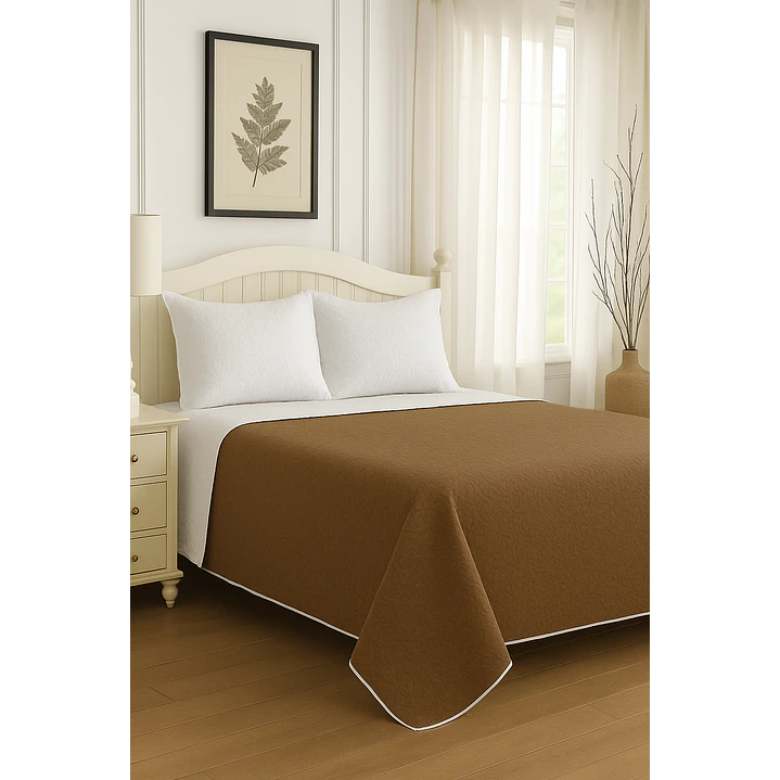 Cubrecama Quilt Reversible Cafe 1