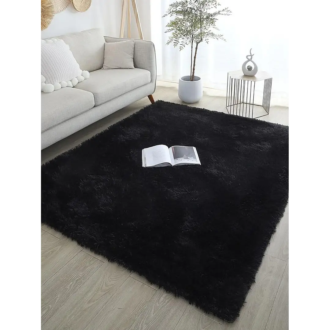 Alfombra Peluda Shaggy Negro 200x220 Clems 2