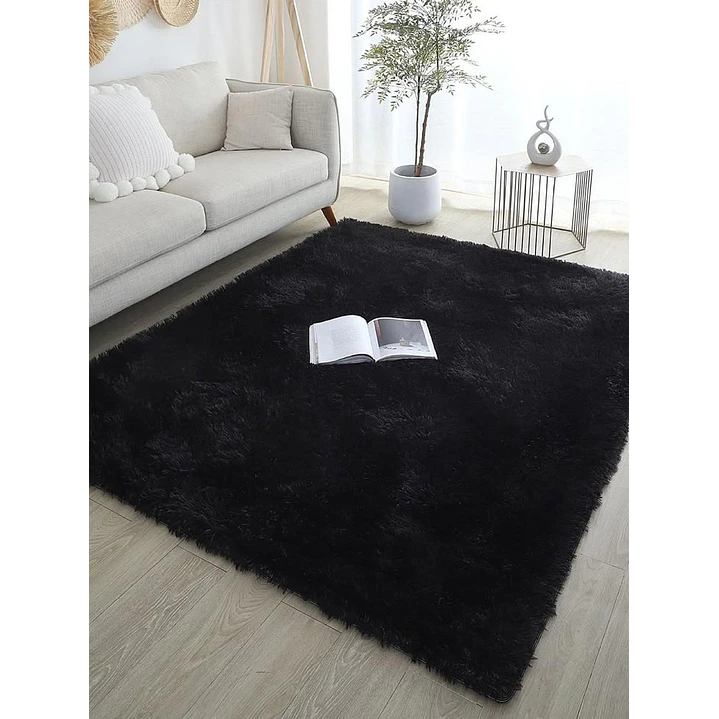 Alfombra Peluda Shaggy Negro 200x220 Clems 2