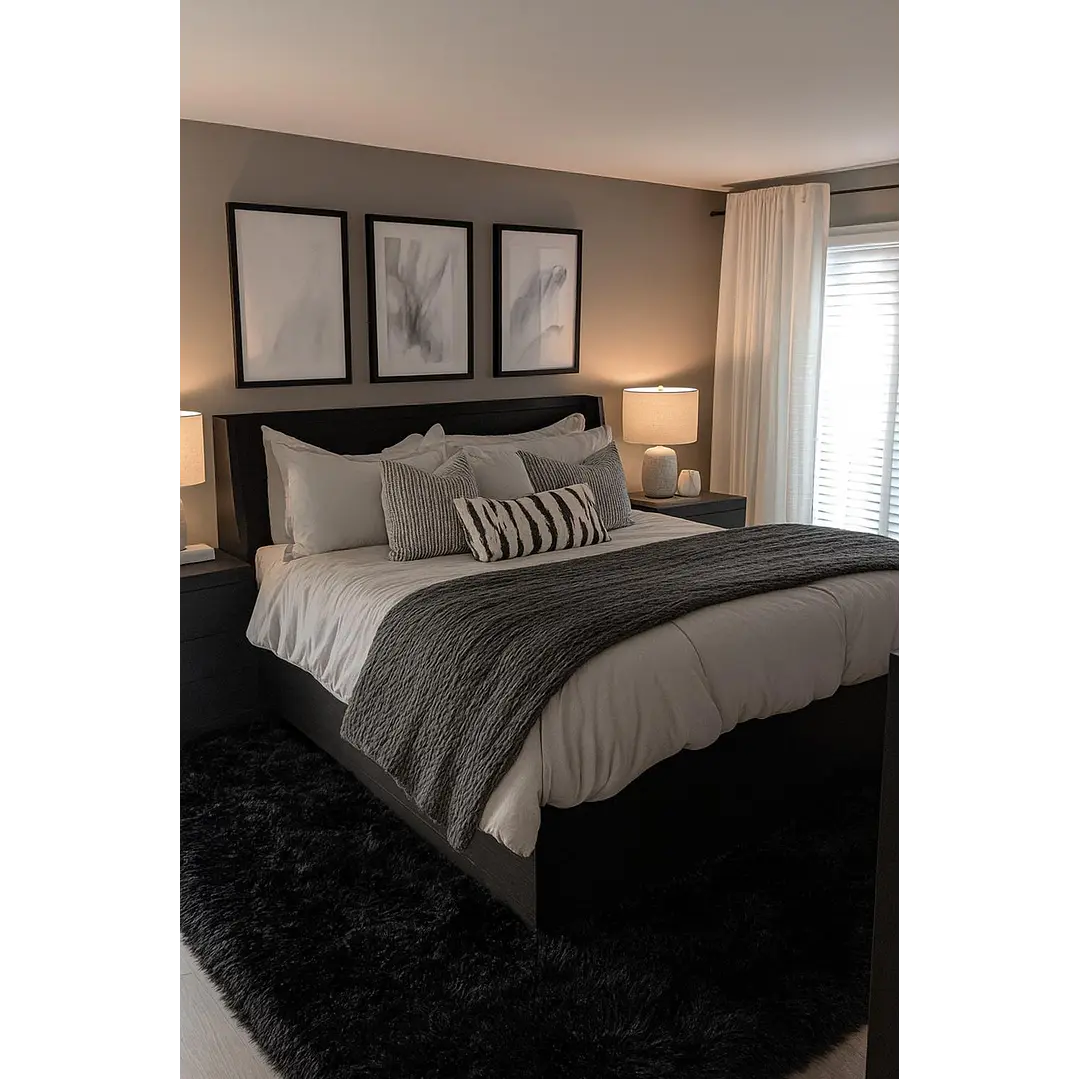 Alfombra Peluda Shaggy Negro 200x220 Clems 3