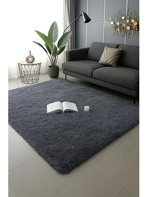 Alfombra Peluda Shaggy Gris 200x220
