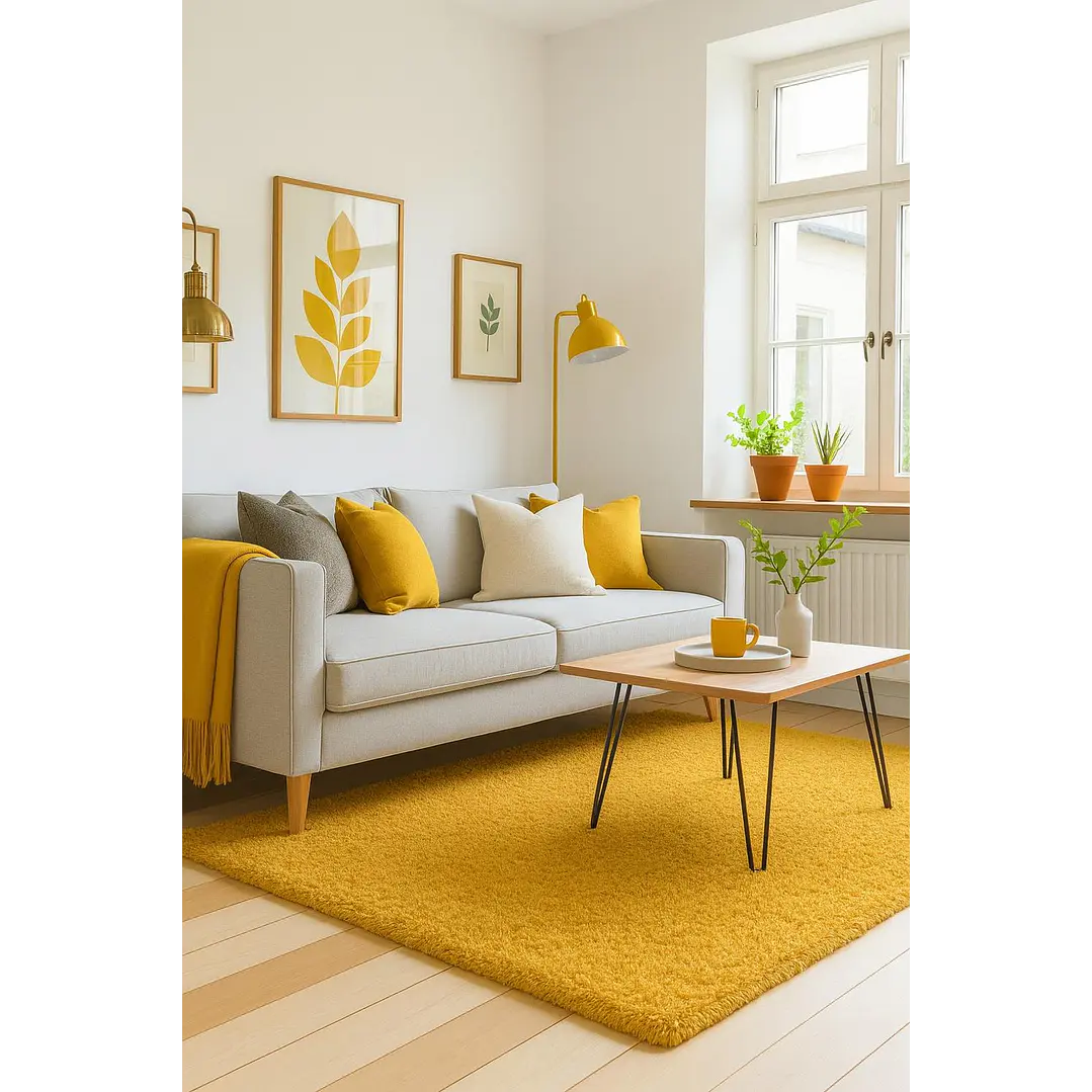 Alfombra Timmy Peluda Extra Suave Amarillo Gold 150x200 3