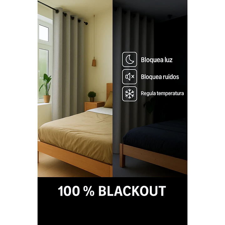 Cortina Blackout Tela Tipo Lino Gruesa 140x225 – 1 Paño Gris Claro 2