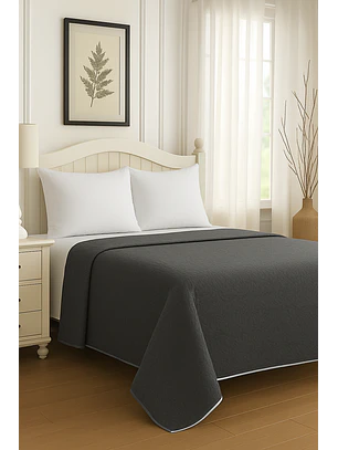 Cubrecama Quilt Reversible Gris