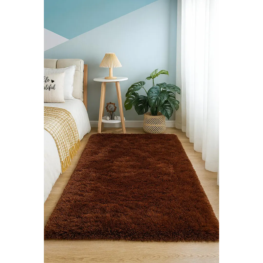 Alfombra Bajada De Cama Clems Shaggy 60x150 Café 2
