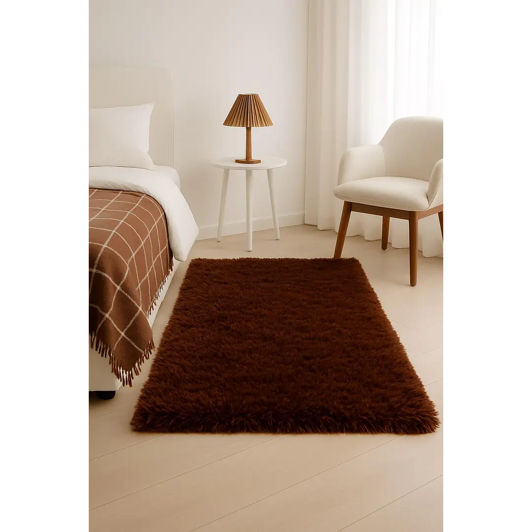 Alfombra Bajada De Cama Clems Shaggy 60x150 Café 3