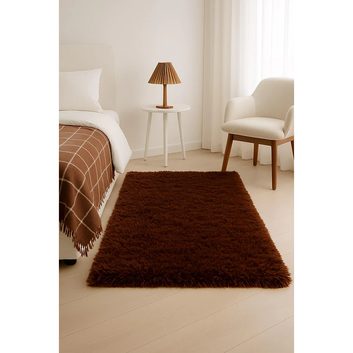 Alfombra Bajada De Cama Clems Shaggy 60x150 Café 3
