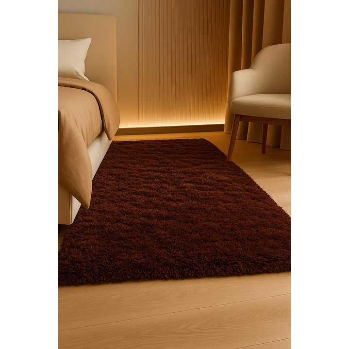 Alfombra Bajada De Cama Clems Shaggy 60x150 Café 4