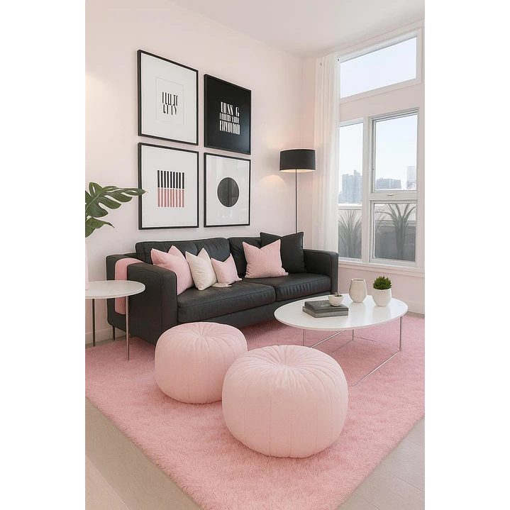 Alfombra Peluda Shaggy Rosa 200x220 Clems 2