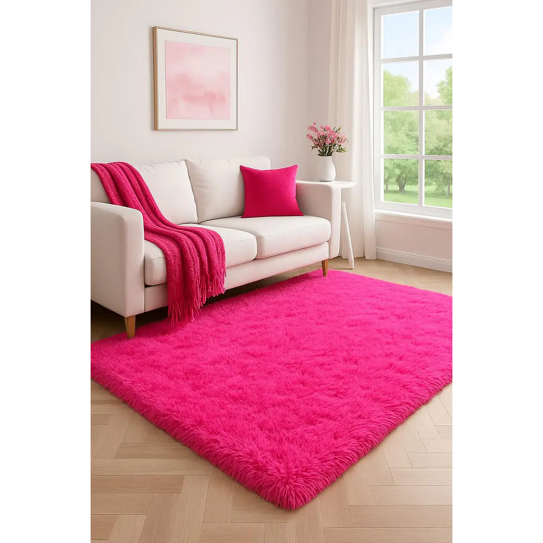 Alfombra Peluda Shaggy Clems 200x220 Fucsia 1