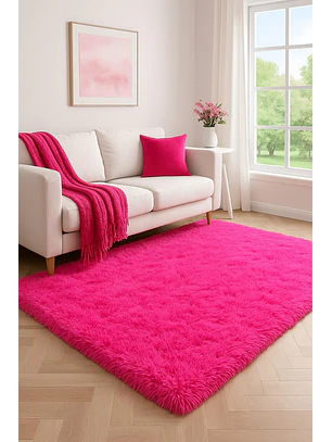 Alfombra Peluda Shaggy Clems 200x220 Fucsia