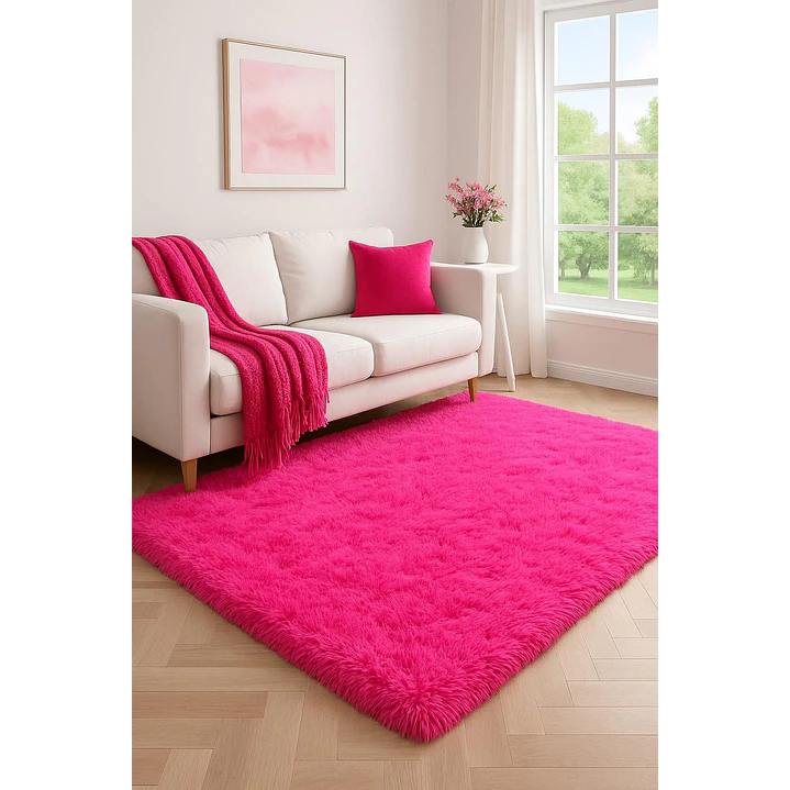 Alfombra Peluda Shaggy Clems 200x220 Fucsia 1