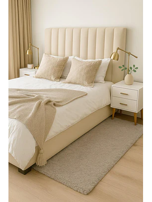 Alfombra Bajada De Cama Timmy Extra Suave Color Taupe 55x145