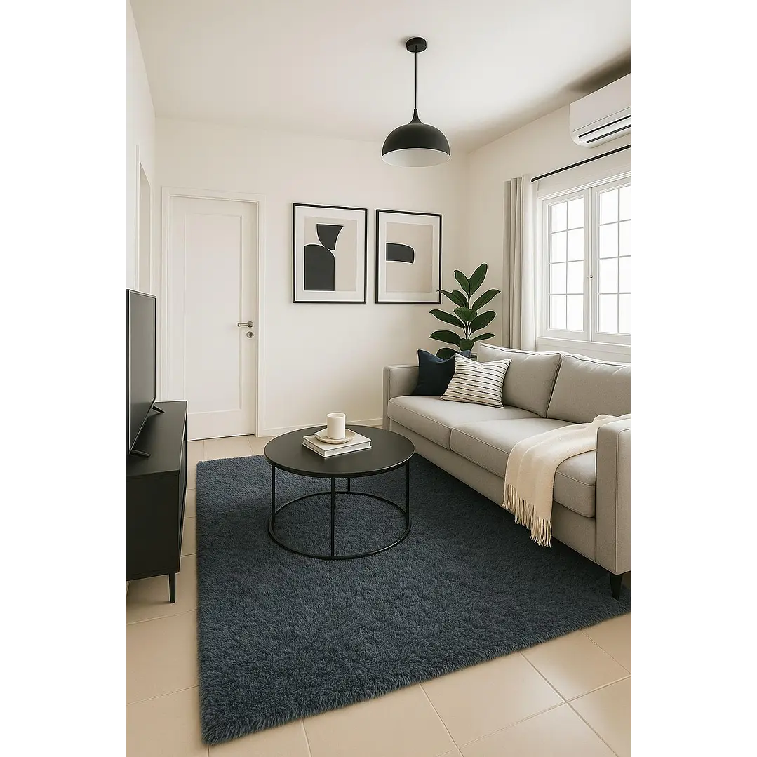 Alfombra Peluda Shaggy Gris 200x220 2