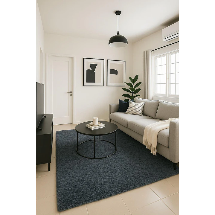 Alfombra Peluda Shaggy Gris 200x220 2