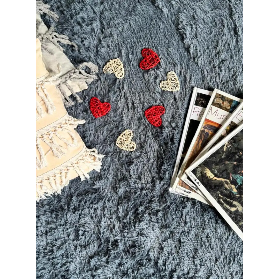 Alfombra Peluda Shaggy Gris 200x220 7
