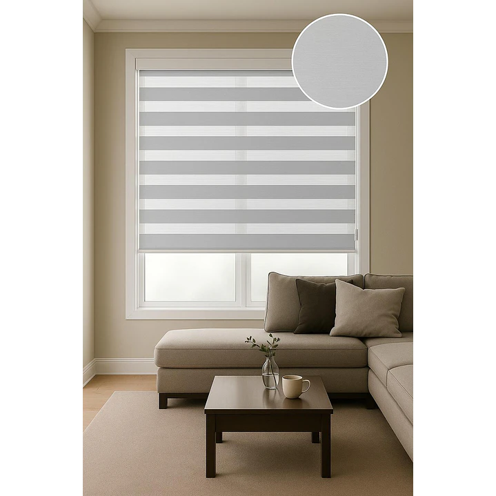 Cortina Roller Duo Zebra Color Gris 1