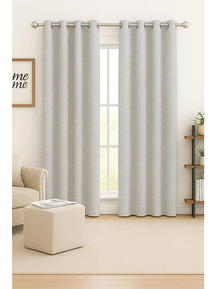 Cortina Blackout Tela Diseño 135x225 – 2 Paños Geometrica Blanco