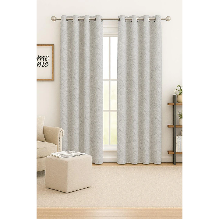 Cortina Blackout Tela Diseño 135x225 – 2 Paños Geometrica Gris 1