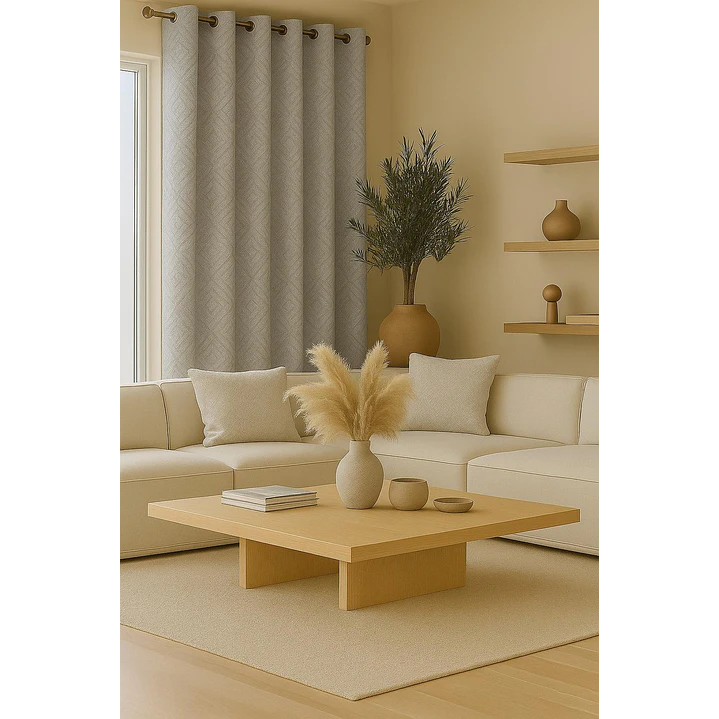 Cortina Blackout Tela Diseño 135x225 – 2 Paños Geometrica Gris 2
